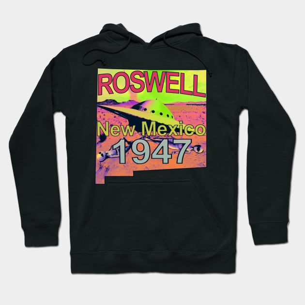 Roswell New Mexico 1947 UFO Aliens Trippy Psychedelic Tie Dye Hoodie by blueversion